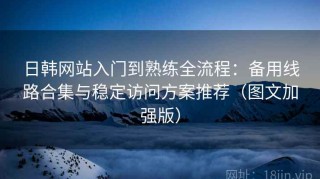 日韩网站入门到熟练全流程：备用线路合集与稳定访问方案推荐（图文加强版）